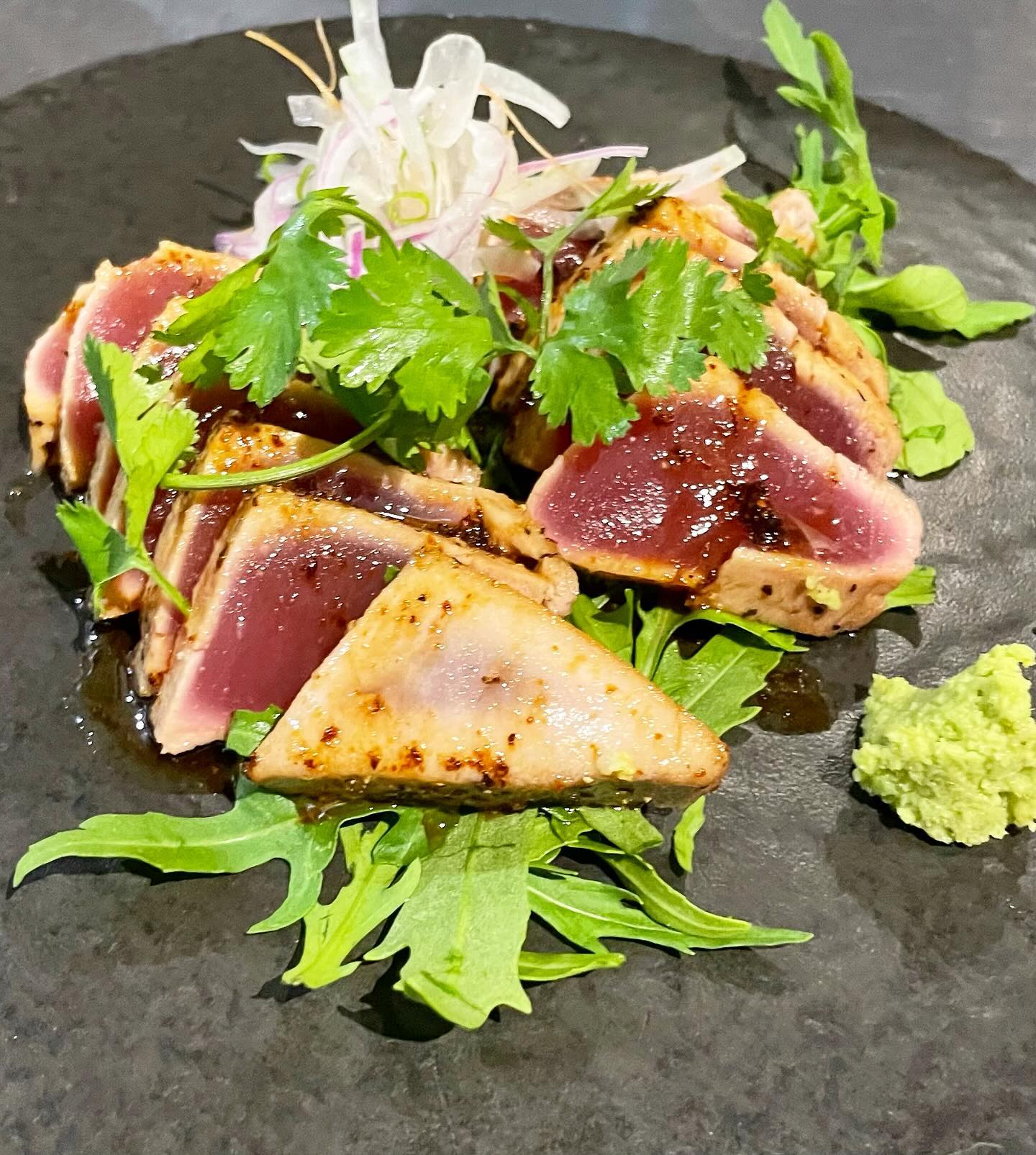 Chef’s next fish special is Rare grilled Yellowfin tuna ,
Butter soy vinegar.
